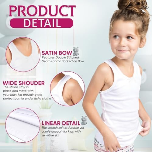3 & 6 Pack Kids Girls Underwear Vest 100% Cotton Back To School Vest Super Soft Kids Undershirts Comfortable Sleeveless Kids Tank Tops 2-13 Years Old