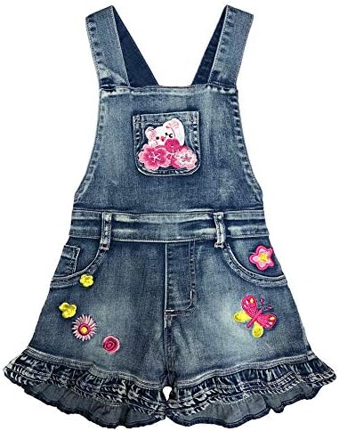 3-8T Little&Big Kids Girls Jumpsuit&Rompers Bib Overalls Flower Suspender Shorts Jeans Pants