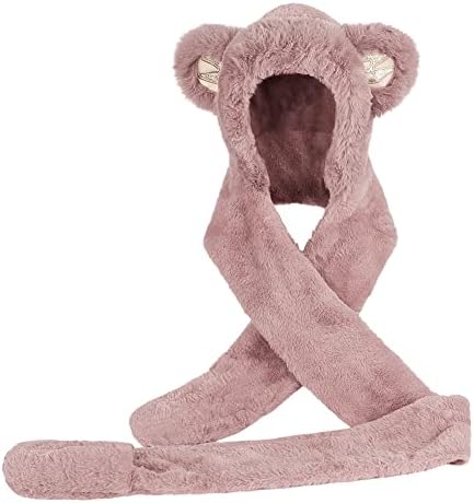 3 In 1 Kids Faux Fur Hooded Scarf Hat And Gloves Set - Winter Warm Plush Thermal Trapper Hat With Earflaps Long Scarf Pocket Mittens For Boys And Girls Age 3-8