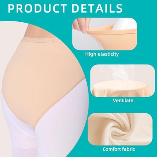 3 Pack Girls Dance Underwear Seamless High-Waisted Ballet Knickers For Dance Gymnastics Skin Coloured Pants For Girls Aged 3–12 Nude Ballet Briefs