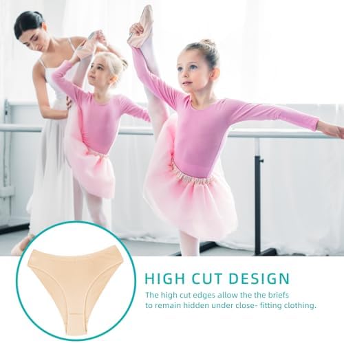 3 Pack Girls Dance Underwear Seamless High-Waisted Ballet Knickers For Dance Gymnastics Skin Coloured Pants For Girls Aged 3–12 Nude Ballet Briefs