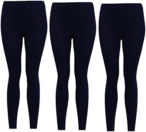 3 Pack Girls Kids Children Plain Stretchy 95% Cotton Leggings Ages 5 to 13