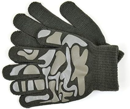 3 Pairs Boys Girls Kids Thermal Magic Stretch Grip Winter Gloves Grip With Animal Camo Or Football Grippers