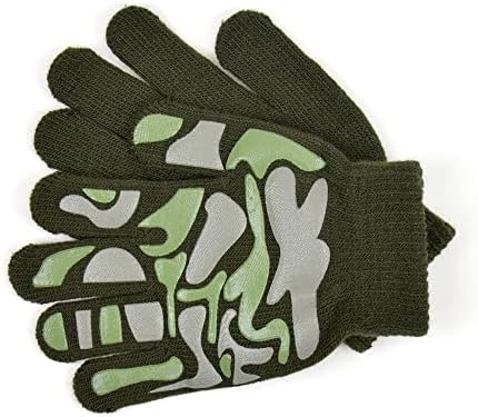 3 Pairs Boys Girls Kids Thermal Magic Stretch Grip Winter Gloves Grip With Animal Camo Or Football Grippers