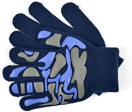 3 Pairs Boys Girls Kids Thermal Magic Stretch Grip Winter Gloves Grip With Animal Camo Or Football Grippers