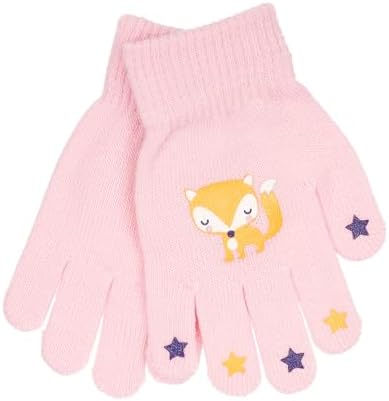 3 Pairs Boys Girls Kids Thermal Magic Stretch Grip Winter Gloves Grip With Animal Camo Or Football Grippers