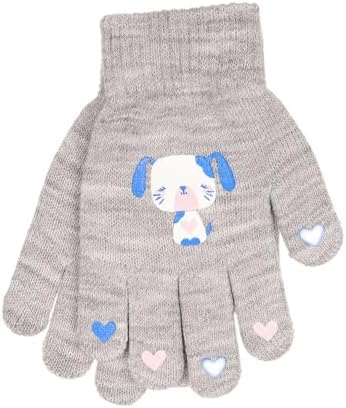 3 Pairs Boys Girls Kids Thermal Magic Stretch Grip Winter Gloves Grip With Animal Camo Or Football Grippers
