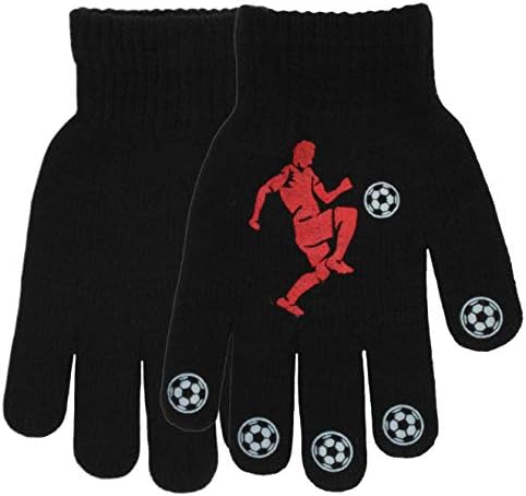 3 Pairs Boys Gripper Magic Gloves Football Designs 3 Pairs Black