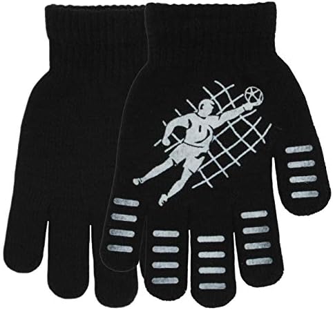 3 Pairs Boys Gripper Magic Gloves Football Designs 3 Pairs Black