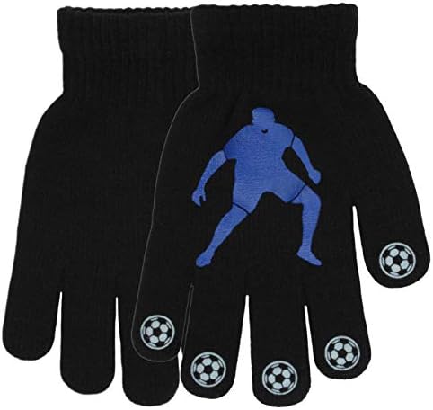 3 Pairs Boys Gripper Magic Gloves Football Designs 3 Pairs Black