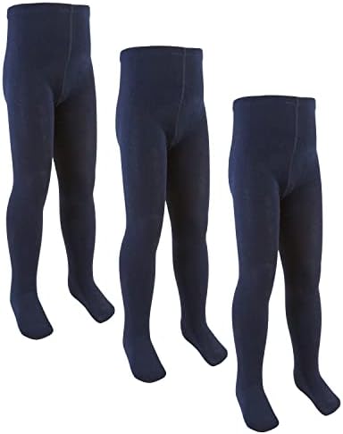 3 Pairs Girls Kids Cotton Rich Soft Stretchy Knitted School Uniform Everyday Tights Ages 2-13 Years