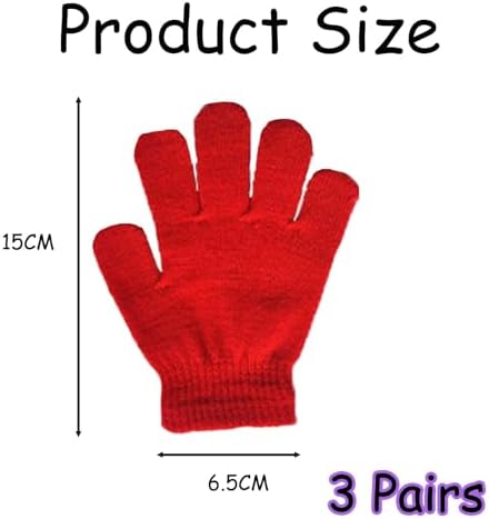 3 Pairs Kid's Winter Magic Gloves Toddler Gloves Children's Winter Knitted Stretchy Gloves Christmas Gifts For 3~10 Years Old Kids