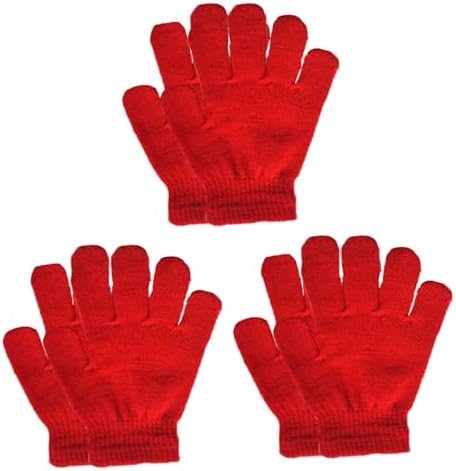 3 Pairs Kid's Winter Magic Gloves Toddler Gloves Children's Winter Knitted Stretchy Gloves Christmas Gifts for 3~10 Years Old Kids
