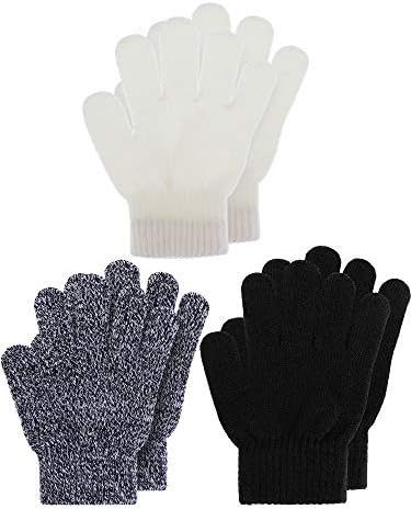 3 Pairs Kids Baby Toddler Children Gloves Knit Kids Warm Fleece Lined Touchscreen Thermal Toddler Gloves for Teen Girls Boys