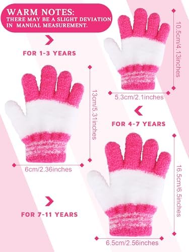 3 Pairs Kids Knit Gloves For Boys And Girls Warm Winter Full Fingers Stretchy Gloves For Kids Mittens Children