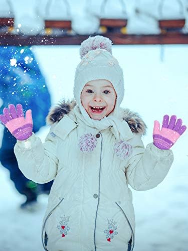3 Pairs Kids Knit Gloves For Boys And Girls Warm Winter Full Fingers Stretchy Gloves For Kids Mittens Children