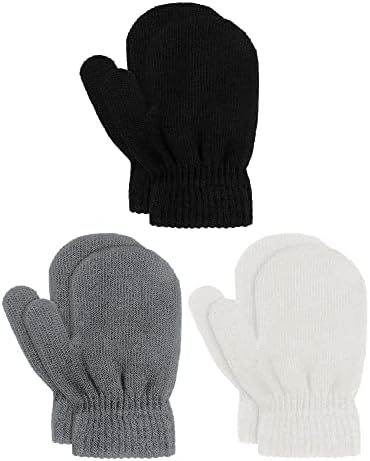 3 Pairs Winter Gloves Kids Stretchy Warm Soft Knit Gloves Children Stretch Mittens for Boys Girls
