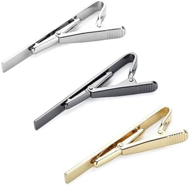 3 PCS Tie Clips For Men Long Styles Tie Bar Clip Set Square Edges Tie Tack Pins For Office Wedding & Formal Events