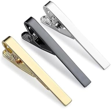3 PCS Tie Clips for Men Long Styles Tie Bar Clip Set Square Edges Tie Tack Pins for Office Wedding & Formal Events