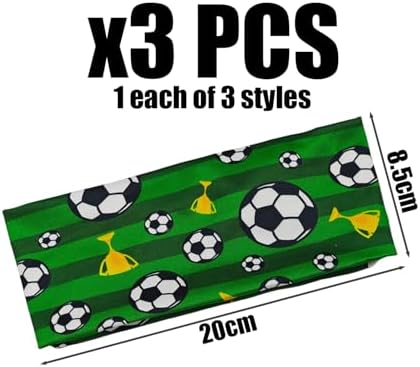 3 Pieces Of Children'S Sports Headband Sweat-Absorbing Headband Football-Themed Pattern Headband Elastic Headband Soft And Breathable Headband