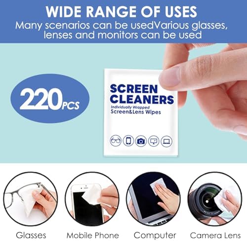 （300 PCS）Eyeglass Cleaning Wipes Lens Cleaning Wipes Screen Disposable Wipes Audio & Video Lens Cleaners Sunglasses Wipes Mobile Phone Screen Wipes Phone Tablets & Computer Screen Electronics