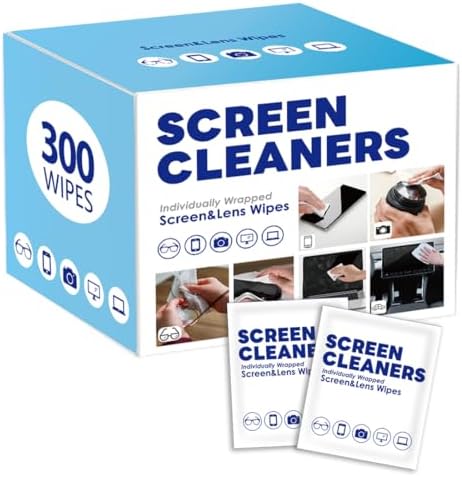 （300 PCS）Eyeglass Cleaning Wipes Lens Cleaning Wipes Screen Disposable Wipes Audio & Video Lens Cleaners Sunglasses Wipes Mobile Phone Screen Wipes Phone Tablets & Computer Screen Electronics