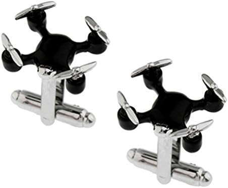 3D Black Drone High Tech Cufflinks Cuff Links