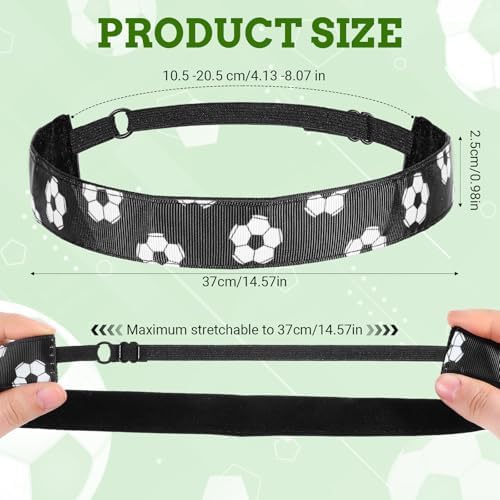 3PCS Adjustable Football Headband For Girls Non-slip Footable Hairbands Sport Soccer Headbands For Women Girls Thin Athletic Stretch Elastic Headband