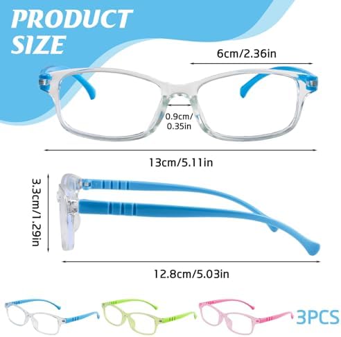 3PCS Kids Glasses Childrens Glasses Kids Clear Lens Glasses Non Prescription Blue Light Blocking Glasses Children's Computer Glasses For Preventing Eye Fatigue Protecting Eyes For Teens Boys Girls