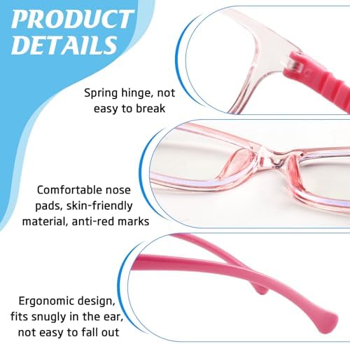 3PCS Kids Glasses Childrens Glasses Kids Clear Lens Glasses Non Prescription Blue Light Blocking Glasses Children's Computer Glasses For Preventing Eye Fatigue Protecting Eyes For Teens Boys Girls