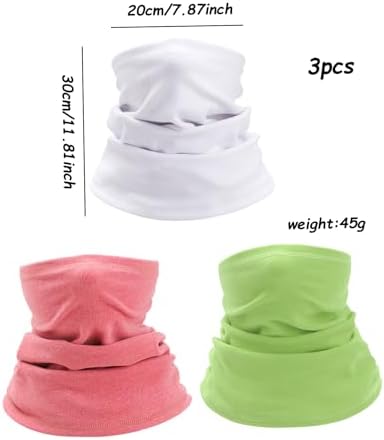 3PCS Neck Warmer Kids Fleece Windproof Neck Gaiter Elastic Snoods Multifunctional Headwear For Boys And Girls Outdoor Sports(Red + Green + White)