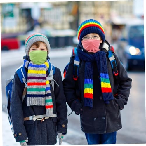 3PCS Neck Warmer Kids Fleece Windproof Neck Gaiter Elastic Snoods Multifunctional Headwear For Boys And Girls Outdoor Sports(Red + Green + White)