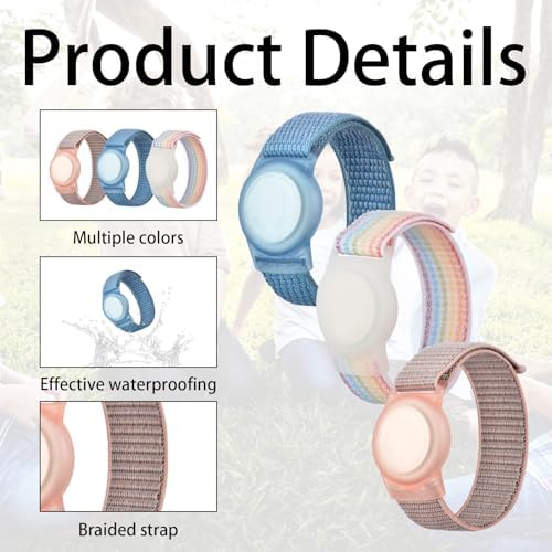 3pcs Wristbands For Airtag Kids Bracelet Nylon Stretchy Strap Protector For Airtag Bracelet Strap For Anti Lost Compatible With Apple Airtag