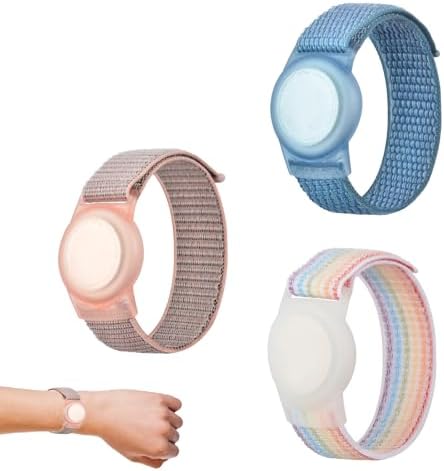 3pcs Wristbands for Airtag Kids Bracelet Nylon Stretchy Strap Protector for Airtag Bracelet Strap for Anti Lost Compatible with Apple Airtag