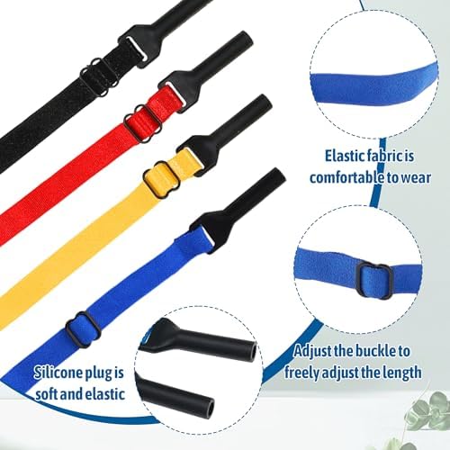 4 Kids Glasses Straps - Adjustable Sports Non-Slip Neck Straps With Nose Pads (Multi Colored)