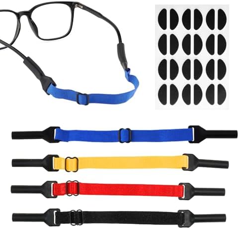 4 Kids Glasses Straps - Adjustable Sports Non-Slip Neck Straps with Nose Pads (Multi Colored)
