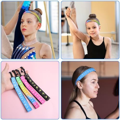 4 Pcs Dance Headbands For Girls Non Slip Elastic Gymnastics Yoga Sports Running Head Band Stretchy Athletic Headband Workout Fashion Hair Accessories For Women