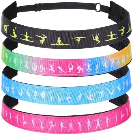 4 Pcs Dance Headbands for Girls Non Slip Elastic Gymnastics Yoga Sports Running Head Band Stretchy Athletic Headband Workout Fashion Hair Accessories for Women