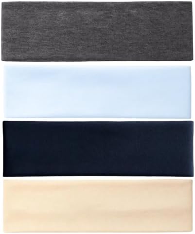 4 PCS Headbands Black Headbands Wide Womens Headbands Soft and Breathable Hair Bands for Sports Yoga Running Gym Workouts and Daily Use