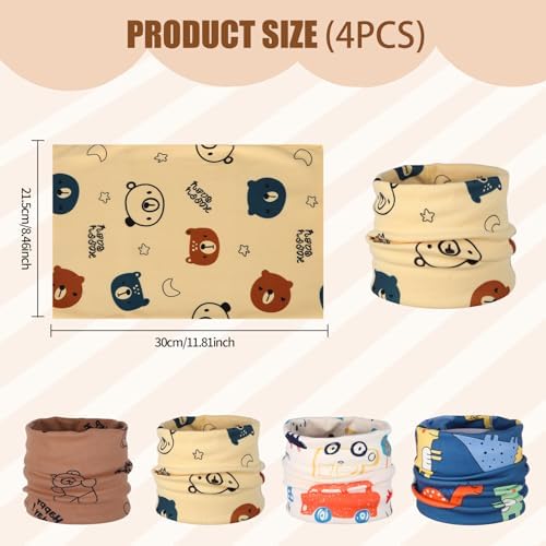 4 Pieces Kids Snood Kids Neck Warmer O Neck Warmer Super Soft Breathable Kids Scarf Stretchy Washable Warmer Design Toddler Snood For Unisex Baby Toddler To Teen Winter Autumn Spring