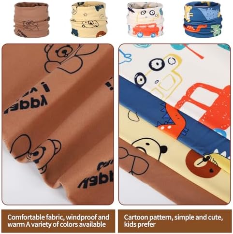 4 Pieces Kids Snood Kids Neck Warmer O Neck Warmer Super Soft Breathable Kids Scarf Stretchy Washable Warmer Design Toddler Snood For Unisex Baby Toddler To Teen Winter Autumn Spring