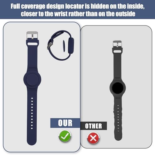 4pcs Kids Wristband For Airtag Waterproof Soft Silicone Bracelet Compatible With Apple Air Tag Adjustable Watch Band Kids For GPS Tracking Tagging (4 Colors)