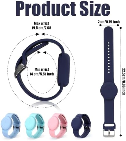4pcs Kids Wristband For Airtag Waterproof Soft Silicone Bracelet Compatible With Apple Air Tag Adjustable Watch Band Kids For GPS Tracking Tagging (4 Colors)
