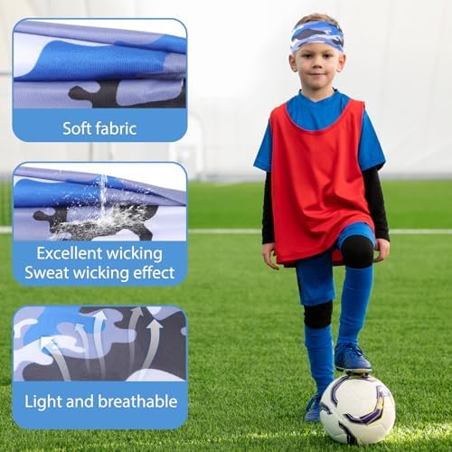 6 Pcs Basketball Headband For Boys Athletic Non Slip Breathable Boys Headbands For Sports Elastic Camo Sweatbands For Kids Basketball Soccer Baseball