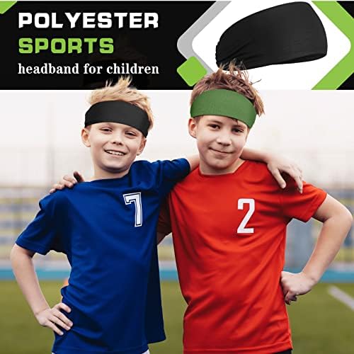 6 Pcs Kids Boys Headbands Athletic Sweatbands Boys Headbands For Kids Children Headbands Football Headband Youth Kids Sweat Bands Sweat Absorbing Elastic Hairband (Solid Color)