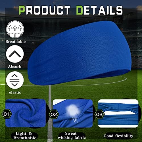 6 Pcs Kids Boys Headbands Athletic Sweatbands Boys Headbands For Kids Children Headbands Football Headband Youth Kids Sweat Bands Sweat Absorbing Elastic Hairband (Solid Color)