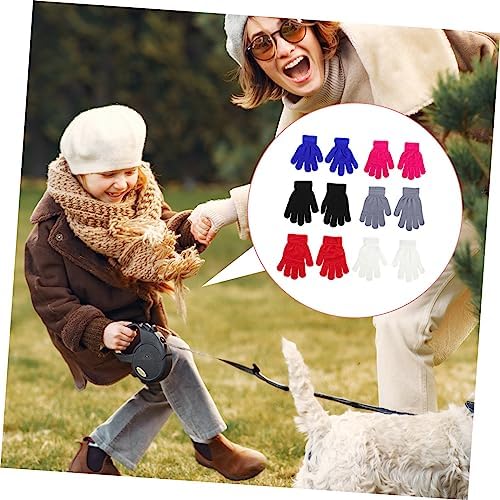 6Pairs Winter Gloves For Acrylic Mittens Lightweight Warm For Indoor Outdoor Activities Stylish Comfortable For Ages Black Red Light Gray Sky Blue White