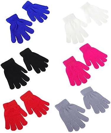 6Pairs Winter Gloves for Acrylic Mittens Lightweight Warm for Indoor Outdoor Activities Stylish Comfortable for Ages Black Red Light Gray Sky Blue White