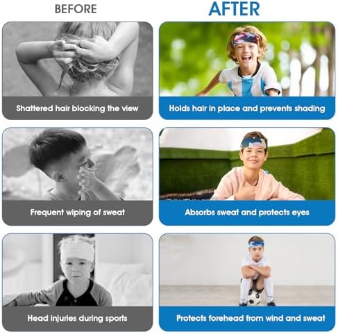 6Pcs Boys Sports Headband Breathable Athletic Sweatbands Non Slip Elastic Boys Hair Band Camouflage Football Headband Kids Headbands For Football Basketball Running Cycling