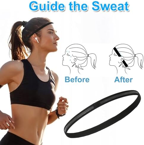 8 PCS Sports Headband Sweat Bands Non-Slip Elastic Head Bands Sports Headband For Running Cycling Workout Exercise Yoga